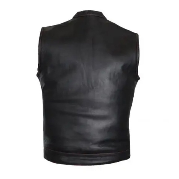 Men’s Motorcycle US Flag Club Biker Style Concealed Carry Leather Vest - Picture 3 of 3